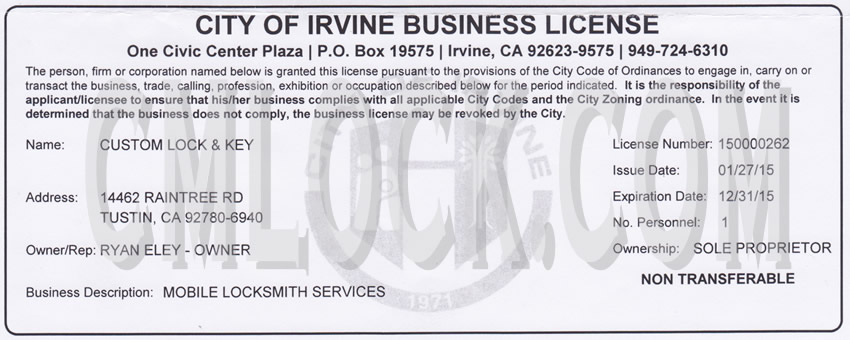 Ca Hvac License Check: City Of Costa Mesa Business License